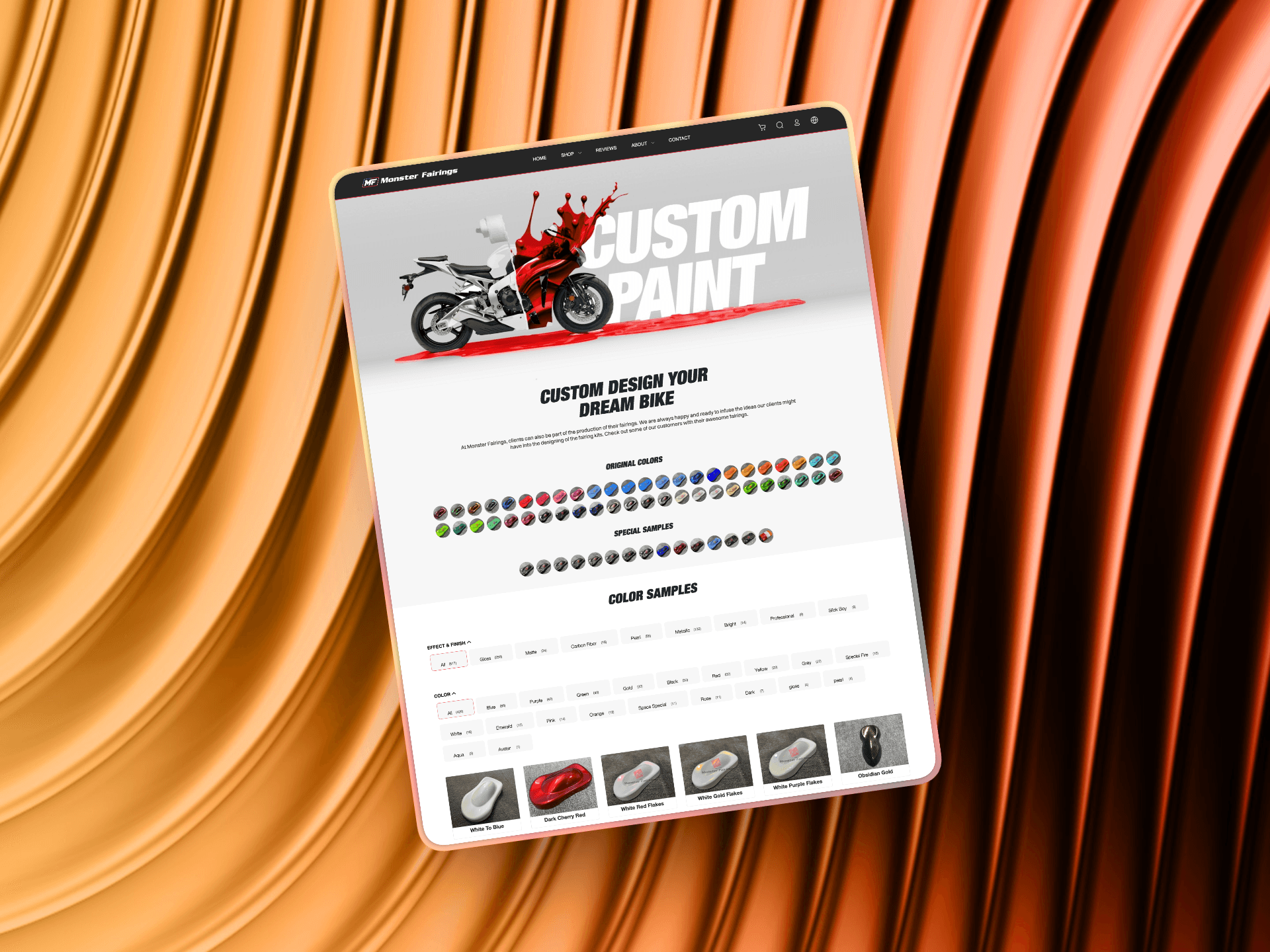 AI customization interface with color and finish picker